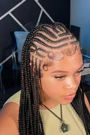 Boho braids with detailed cornrow pattern