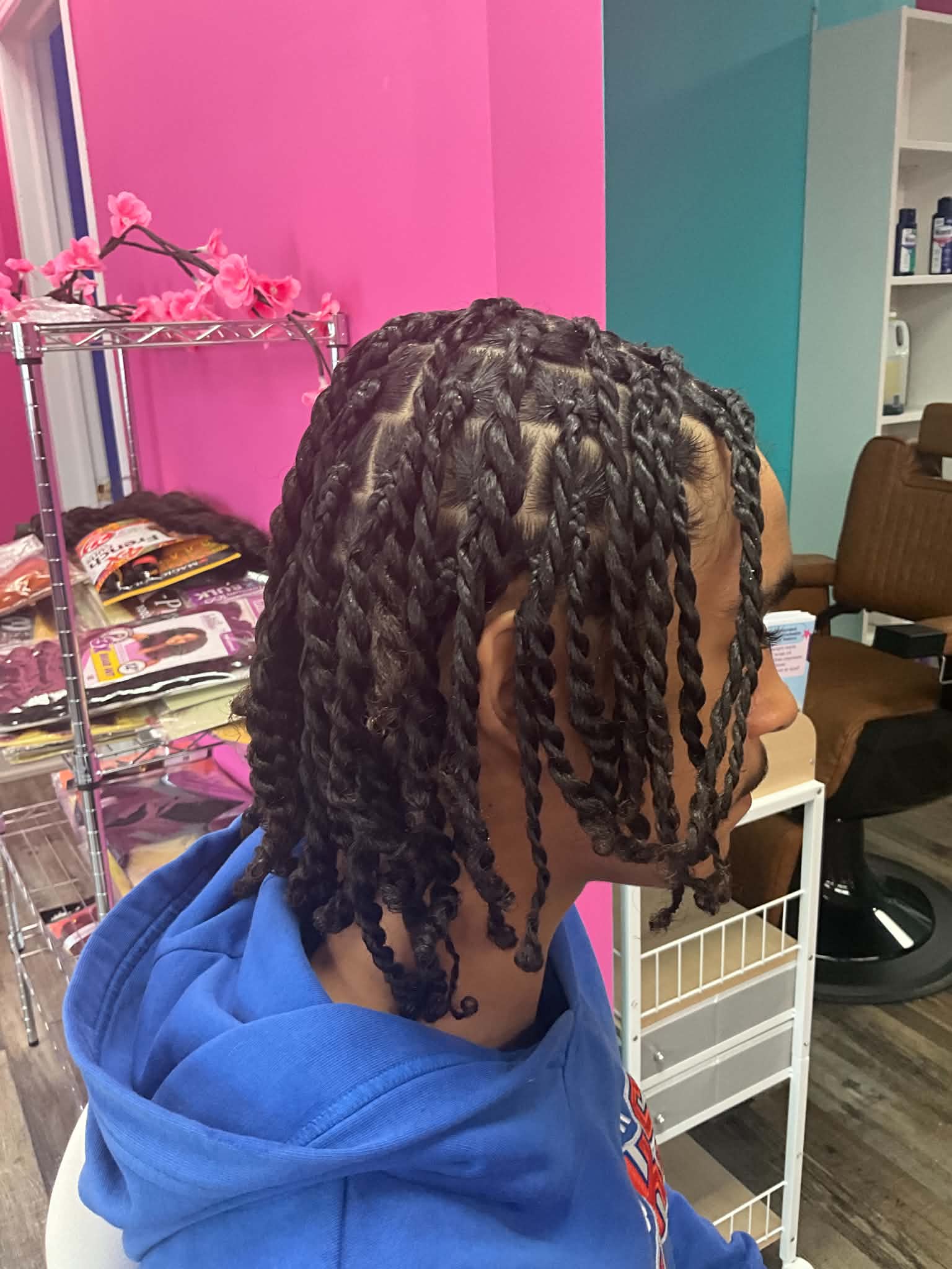 Finished braided style at Bilama Salon