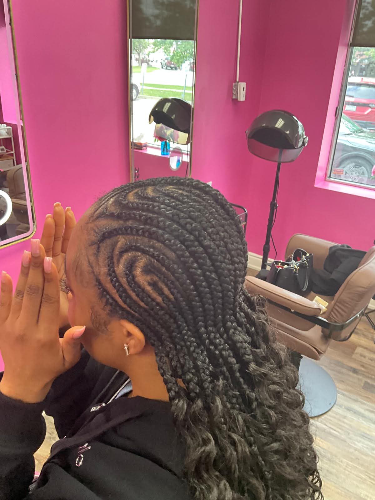 Finished braided style at Bilama Salon