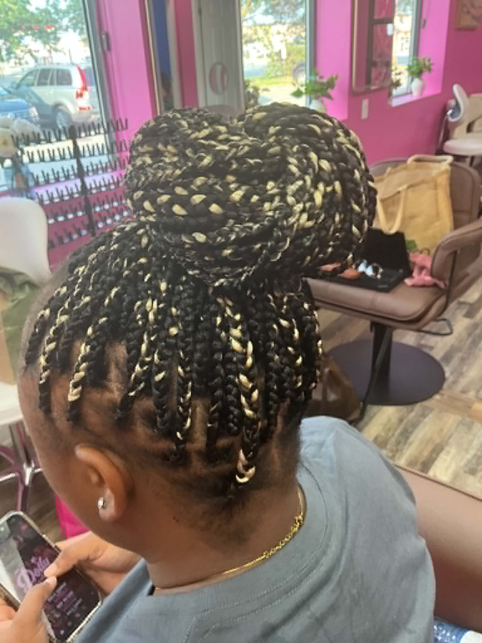 Finished braided style at Bilama Salon