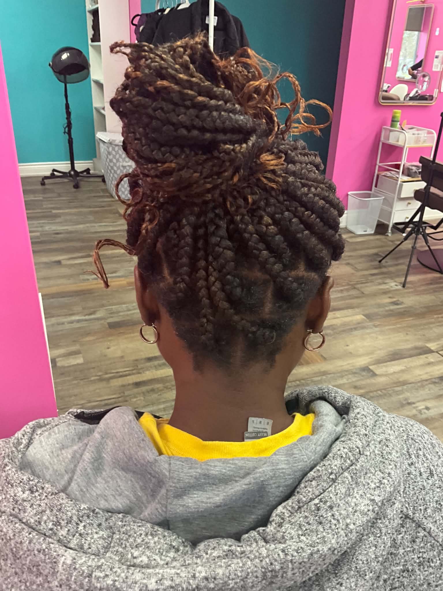 Finished braided style at Bilama Salon