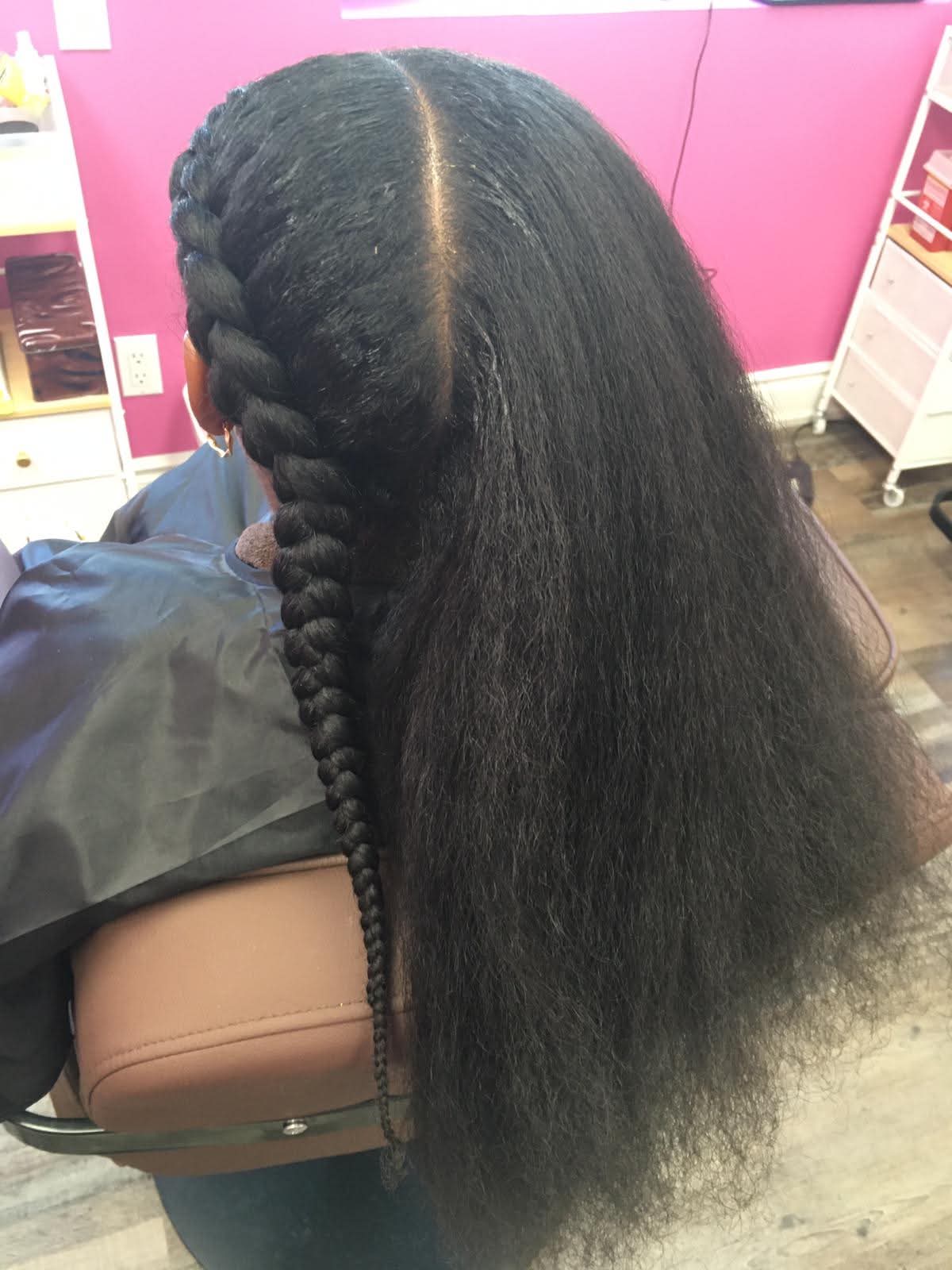 Finished braided style at Bilama Salon