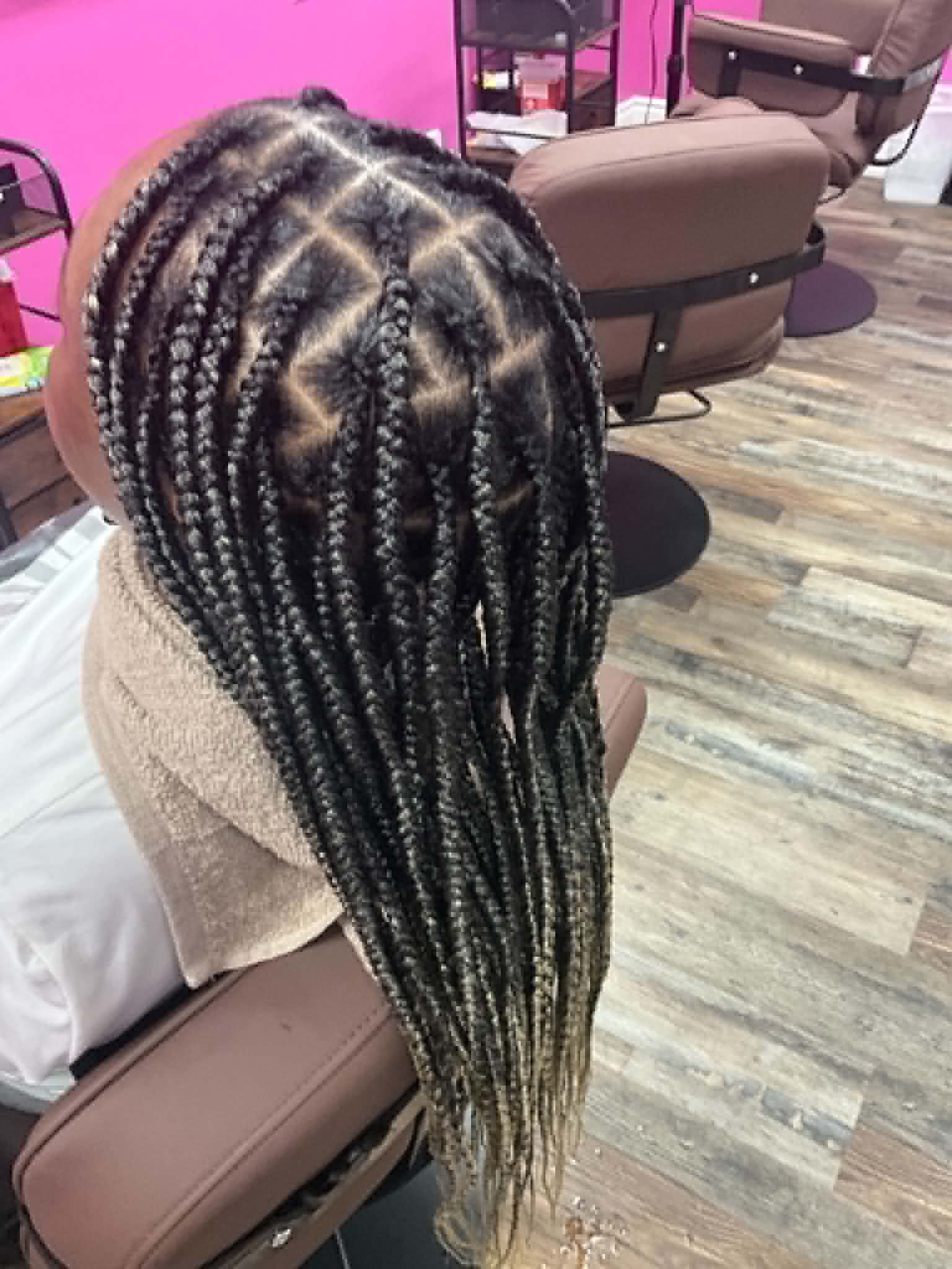 Finished braided style at Bilama Salon